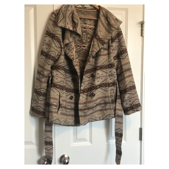 Anthropologie Aztec Pea Coat Large - Picture 1 of 4